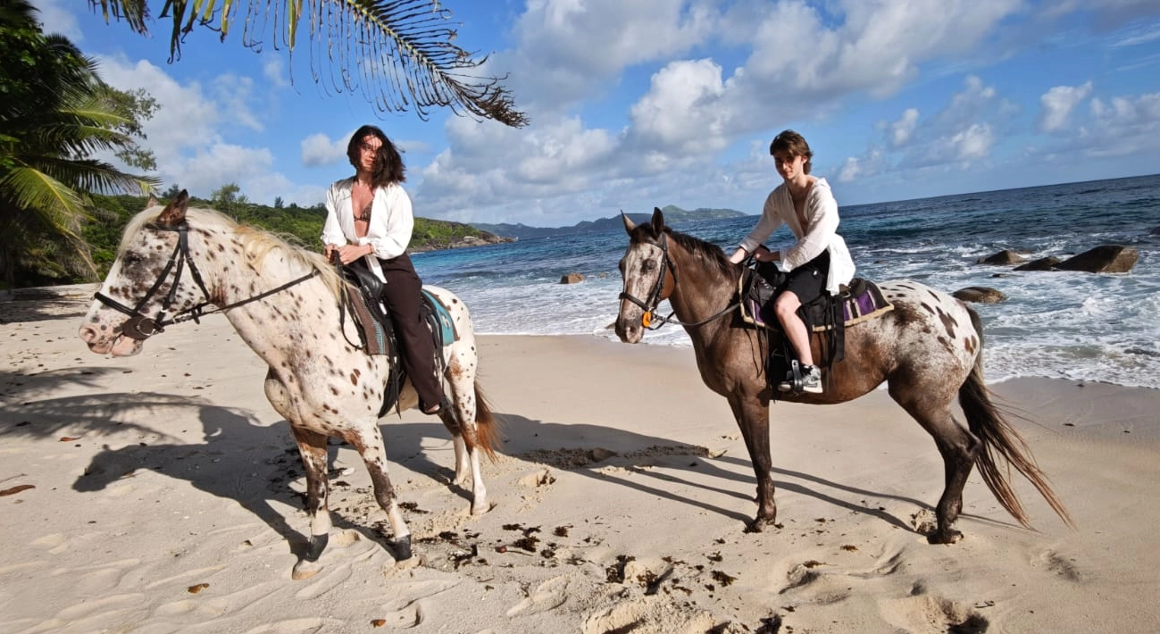 Couple riding horses